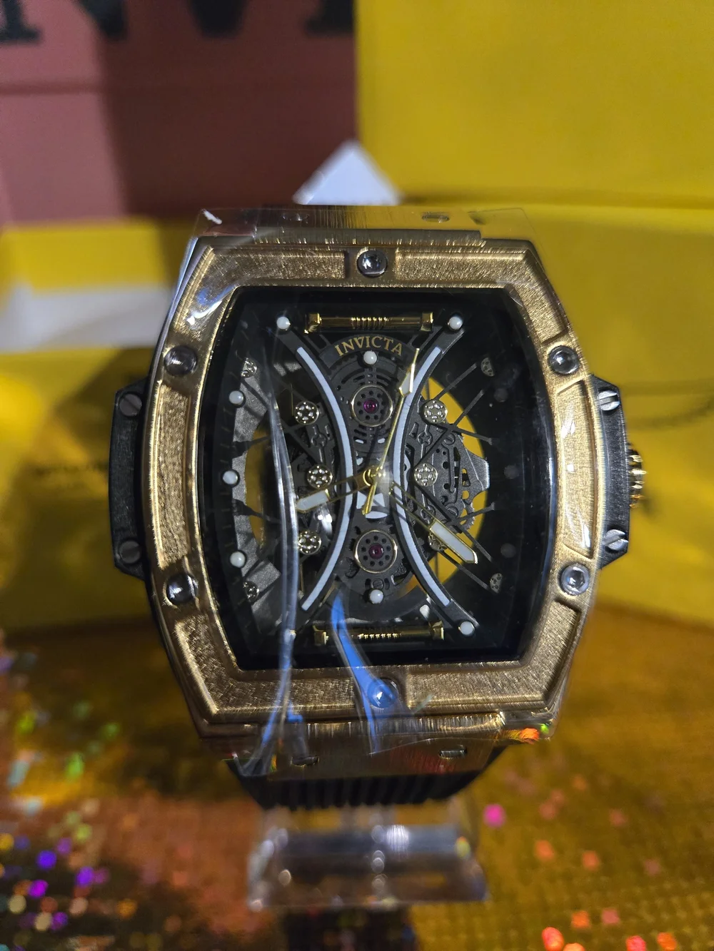 69845 Invicta S1 Rally Racing Mens Watch Skeleton Dial Black Band 50mm